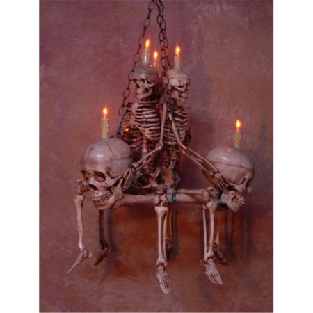 PERFECTPRETEND Chandelier Skeleton  3 Medium Skeletons Sitting on 3 Femurs with 3 Skulls PE1413088